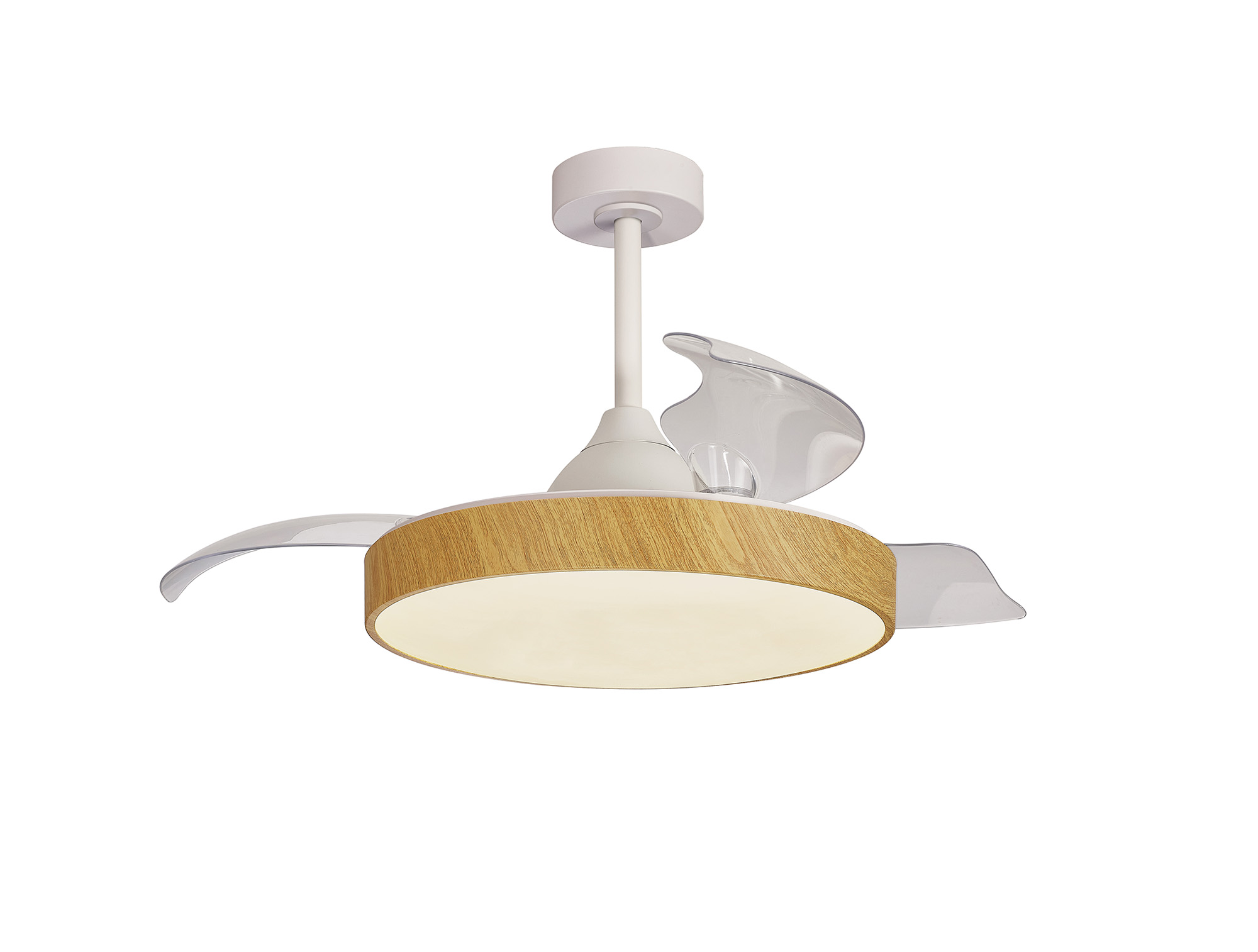 M8753  Alaska 60W LED Dimmable Ceiling Light With Built-In 30W DC Fan, 2700-5000K Remote & APP Control, Wood